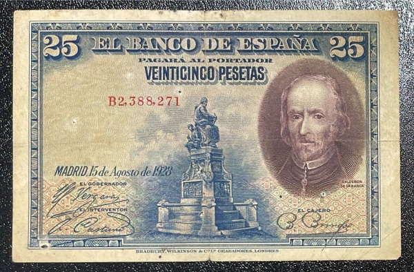 CEDULA DA ESPANHA - 25 PESETAS 1928 - BC / MBC.