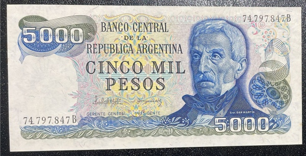 CEDULA DA ARGENTINA - 5 000 PESOS - MBC.