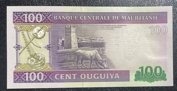 CEDULA DA MAURITANIE - 100 OUGUIYA - FLOR DE ESTAMPA.