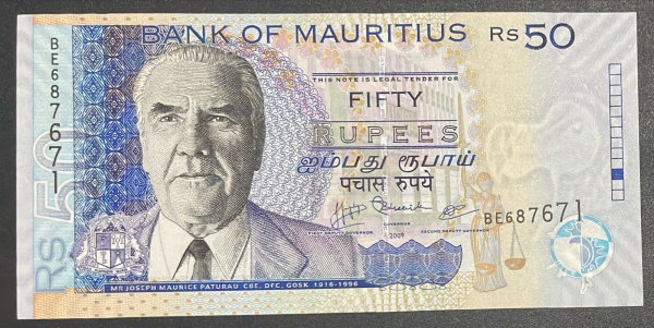 CEDULA DE MAURITIUS - 50 RUPEES 2009 - FLOR DE ESTAMPA.