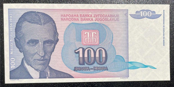 CEDULA DA YUGOSLAVIA - 100 DINARA - FLOR DE ESTAMPA.