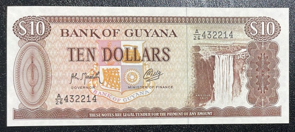 CEDULA DA GUYANA - 10 DOLLAR - FLOR DE ESTAMPA.