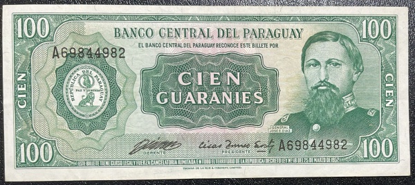 CEDULA DO PARAGUAI - 100 GUARANIES - MBC.