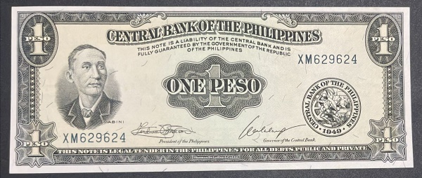 CEDULA DAS `PHILIPPINES` - 1 PESO 1949 - SOBERBA / FLOR DE ESTAMPA.