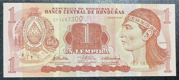 CEDULA DE HONDURAS - 1 LEMPIRA 2010 - FLOR DE ESTAMPA.