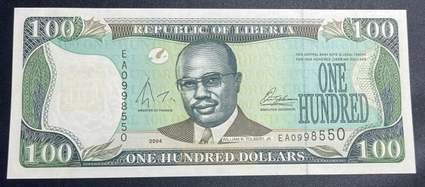 EMISSOR - DIFICIL - CEDULA DA LIBERIA - 100 DOLLARS 2004 - FLOR DE ESTAMPA.