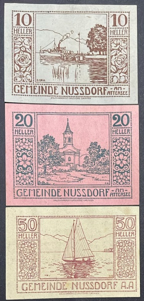 LOTE COM 03 NOTGELD - VIDE FOTOS. Notgeld foi uma peculiar saída encontrada para a falta de dinheiro corrente que existiu principalmente nos países germânicos na Europa central (Alemanha e Áustria), d