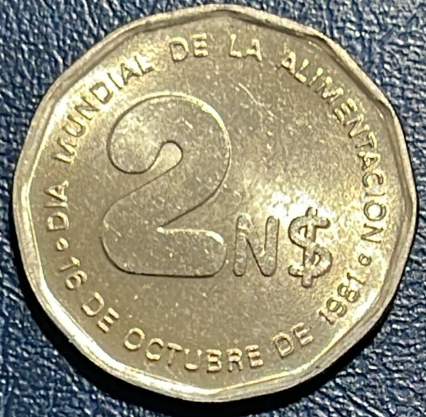 FAO - MOEDA DOURUGUAI - 2 PESOS 1981 - COBRE + ZINCO + NIQUEL - DIAMETRO (+/-): 25mm.