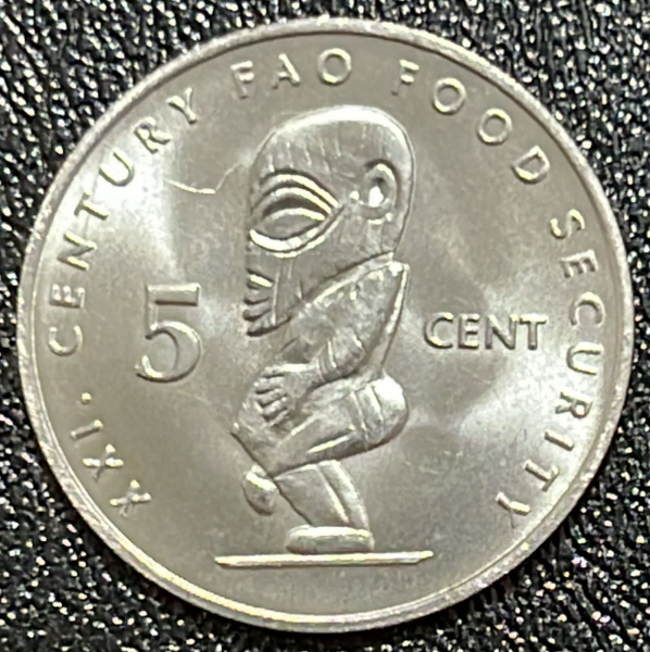 FAO - MOEDA DAS ILHAS COOK - 5 CENTS 2000 - ACO INOX - DIAMETRO (+/-): 24mm.