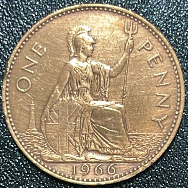 MOEDA DO REINO UNIDO - 1 PENNY 1966 - BRONZE - DIAMETRO (+/-): 31mm.