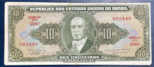 LOTE COM 10 CEDULAs DO BRASIL - 10 CRUZEIROS - MBC ++++ - C113 (REF. CATALOGO CLAUDIO AMATO - CONFORME FOTOS.