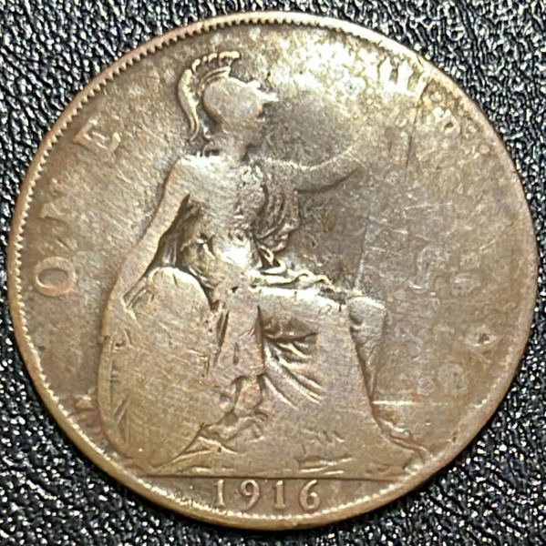 MOEDA DO REINO UNIDO - 1 PENNY 1916 - BRONZE - DIAMETRO (+/-): 31mm.