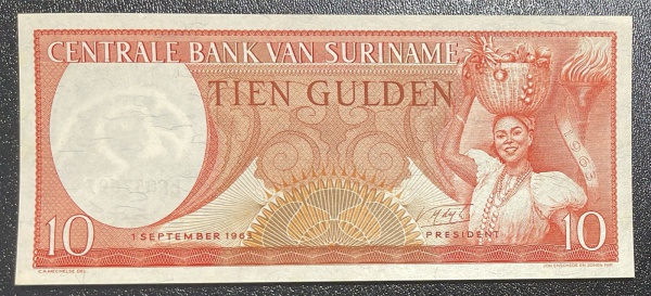 CEDULA SO SURINAME - 10 GULDEN - SOBERBA.