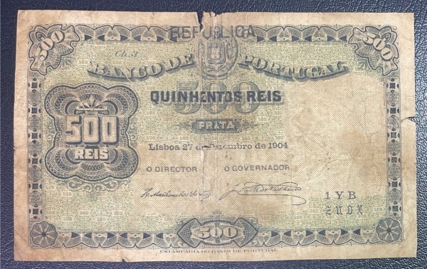 CEDULA DE PORTUGAL - 500 REIS 1904 - BC.