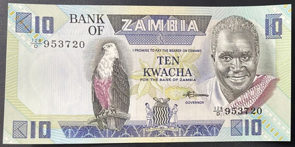 CEDULA DE ZAMBIA - 10 KWACHA - FLOR DE ESTAMPA.