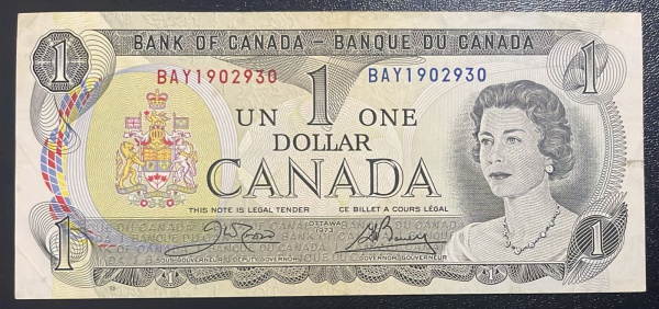 CEDULA DO CANADA - 1 DOLLAR 1973 - MBC.