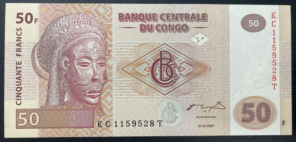 CEDULA DO CONGO - 50 FRANCS 2007 - FLOR DE ESTAMPA.
