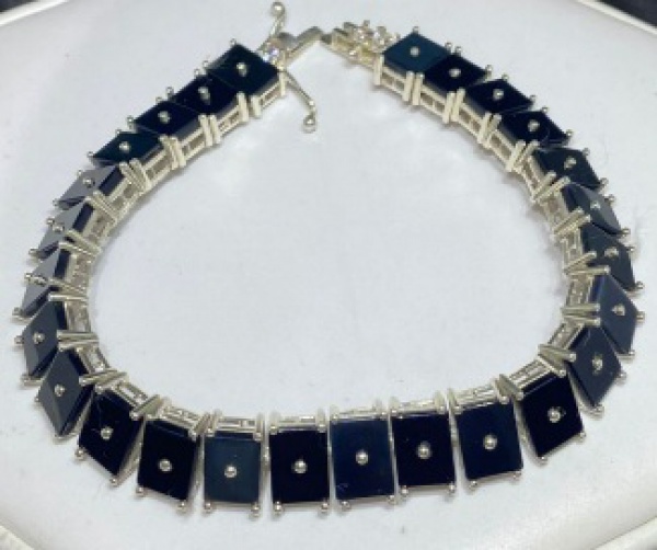 Joias . Pulseira Riviera em prata 950 gemas granada, topázio az foto 6