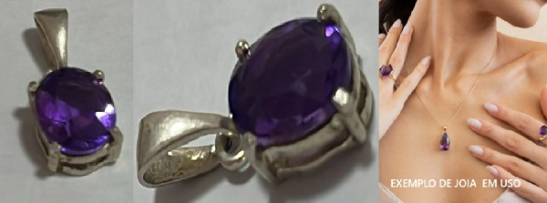 Joias . PAR DE COLARES EM PRATA 950 COM ZIRCONIA ROSA E VERDE foto 1