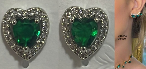 Joias . PAR DE COLARES EM PRATA 950 COM ZIRCONIA ROSA E VERDE foto 3