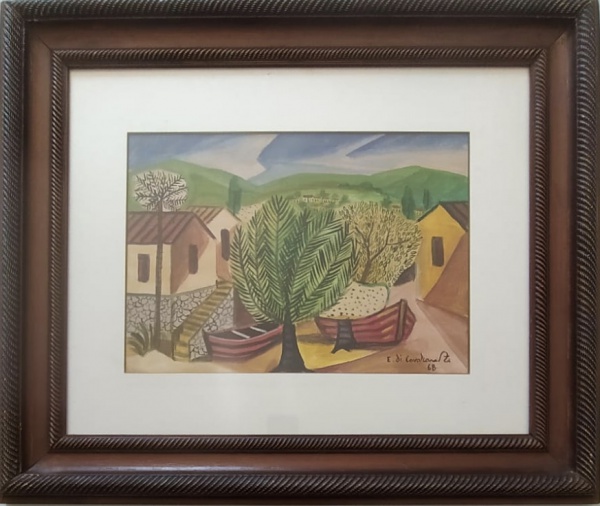 Arte . JOSÉ PANCETTI, ÓL SOBRE PLACA, ASSINADO FRENTE E VERSO, foto 4