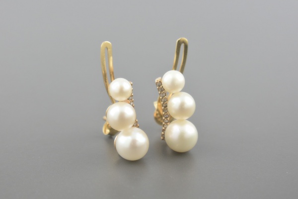 Joias . MONTE CARLO Brincos em Ouro Rose 18k com Pérolas de 4 à 6 mm e Aprox. 11pts de ...