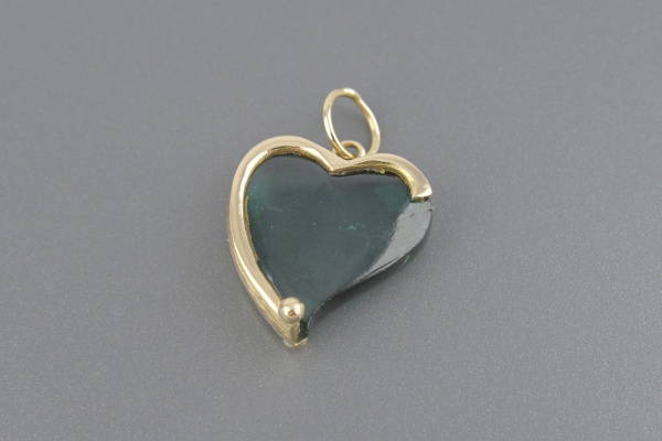 Joias . Pingente Coração em Ouro Amarelo 18k com Turmalina Verde - Tamanho 2.5 x 1.8 cm ...