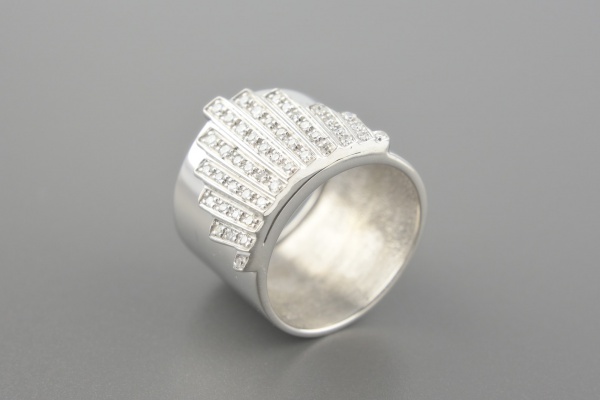 Joias . VIVARA Anel em Ouro Branco 18k com Aprox. 33pts de Brilhantes - Aro 16 / ...