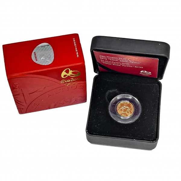 Joias . Moeda do Brasil - Ouro - 10 Reais - comemorativa Olimpiadas no Brasil - com ...