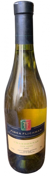 Garrafa antiga  de vinho branco Finca Flichman Chardonnay Oak Aged 2007 da região de Mendoza, Argent