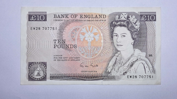 Cédula da Inglaterra - 10 Pounds - Soberba