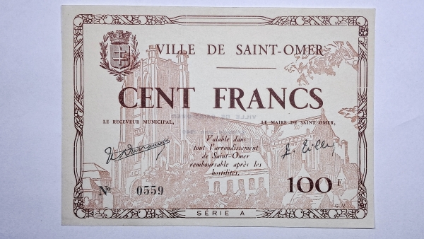 Cédula da França - 100 Francs - 1940 - Ville de Saint Omer - FE