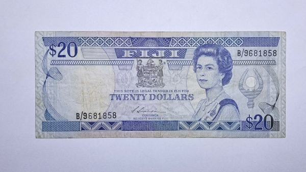 Cédula de Fiji - 20 Dollars - 1988 - Rainha Elizabeth II - P88a - MBC