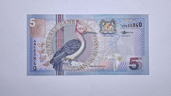 Cédula do Suriname - 5 Gulden - 2000 - FE
