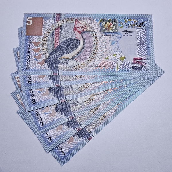 Cédula do Suriname - 5 Gulden - 2000 - 6 Cédulas - FE