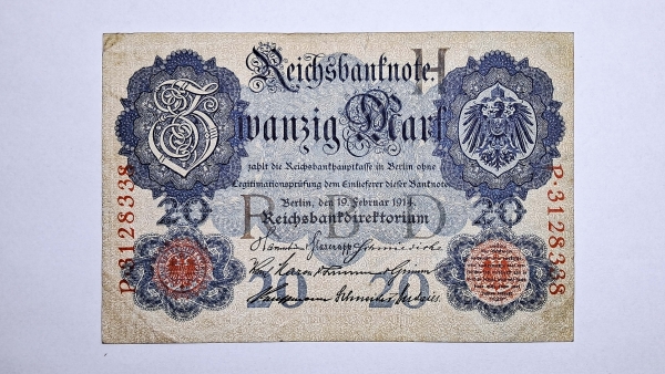 Cédulas da Alemanha - 20 Mark - 1914 - P46b - MBC