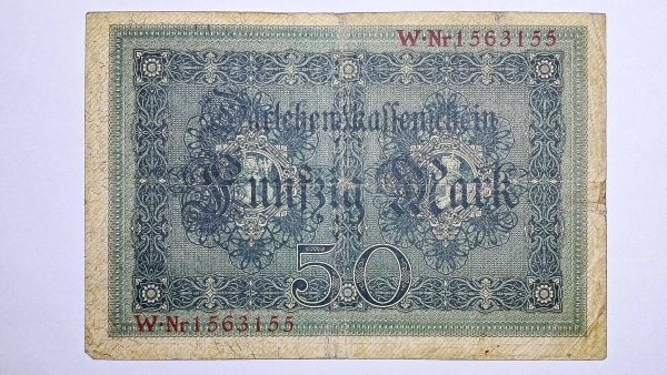 Cédula da Alemanha - 50 Mark - 1914 - P49b - MBC