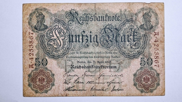 Cédula da Alemanha - 50 Mark - 1910 - P41 - MBC