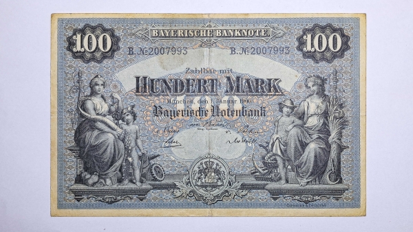 Cédula da Alemanha - Bavaria - 100 Mark - 1900 - PS922 - MBC
