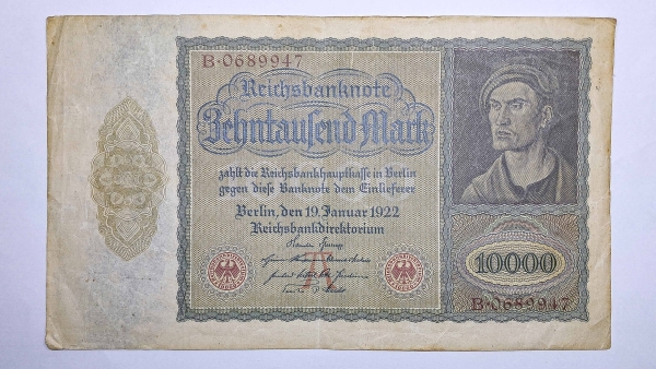 Cédula da Alemanha - 10000 Mark - 1922 - P70 - MBC