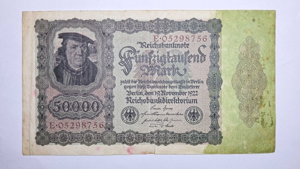 Cédula da Alemanha - 50000 Mark - 1922 - P80 - BC/MBC