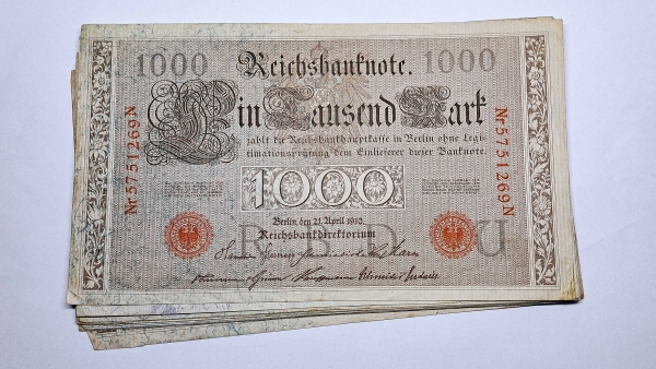 Cédula da Alemanha - 1000 Mark - 1910 - 12 Cédulas - P44b - MBC