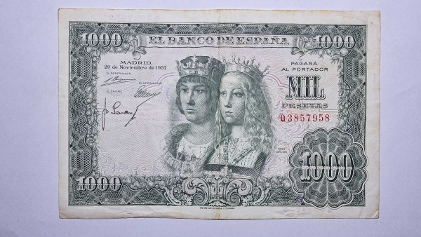 Cédula da Espanha - 1000 Pesetas - 1957 - P149a - MBC