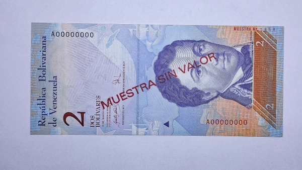 Cédula de Venezuela - 2 Bolivares - 2014 - Specimen - P88s - FE