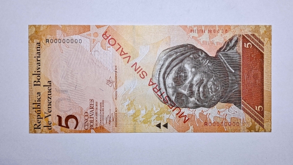Cédula de Venezuela - 5 Bolivares - 2013 - Specimen - P89s - FE