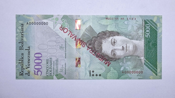 Cédula de Venezuela - 5000 Bolivares - 2016 - Specimen - P97s - FE