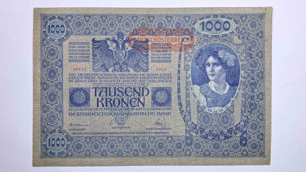 Cédula da Austria - 1000 Kronen - 1919 sobre 1902 - P60 - Soberba/FE