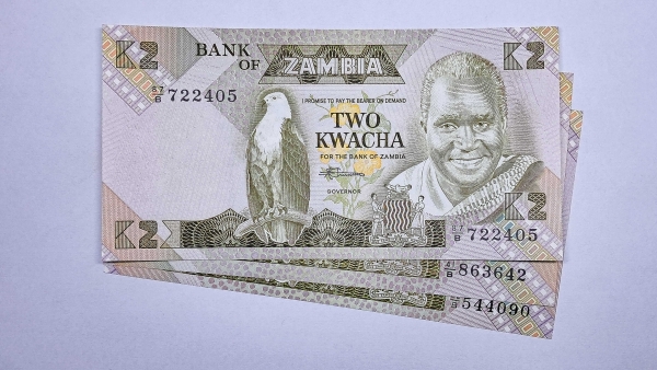 Cédula da Zambia - 2 Kwacha - 1980 - 1988 - 3 Cédulas - P24a - 24b - 24c - FE
