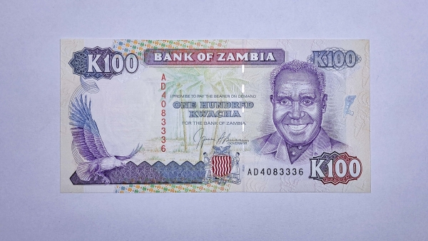 Cédula da Zambia - 100 Kwacha - 1991 - P34a - FE
