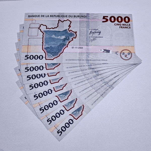 Cédula do Burundi - 5000 Francs - 2022 - 8 Cédulas - P58 - FE